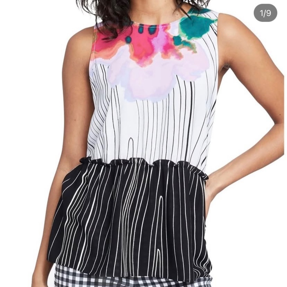 Rachel Rachel Roy Striped Tie Back Ruffled Blouse